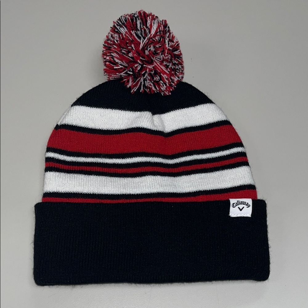 Callaway Pom-Pom Beanie - Red, White, Black OS